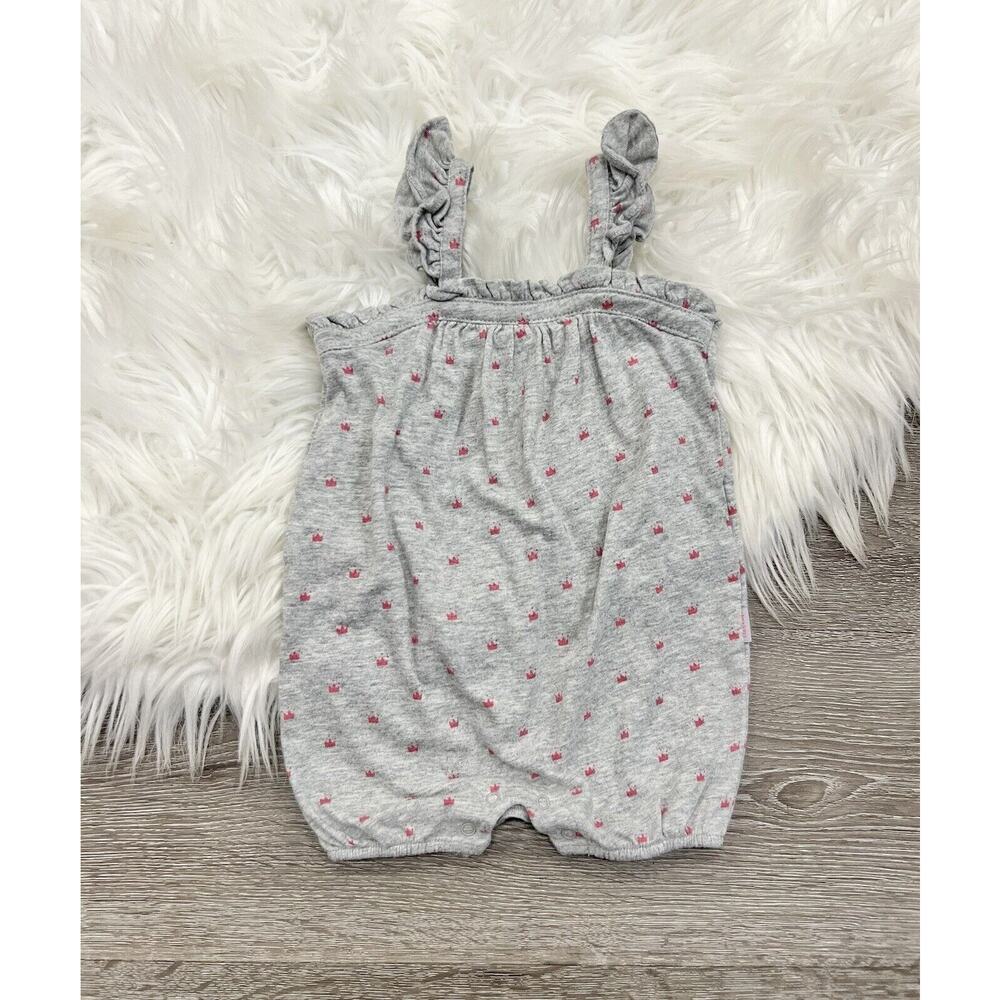Baby Gap Pink Princess Crown Girls 0/3 months Baby‎ One-Piece Grey Romper
